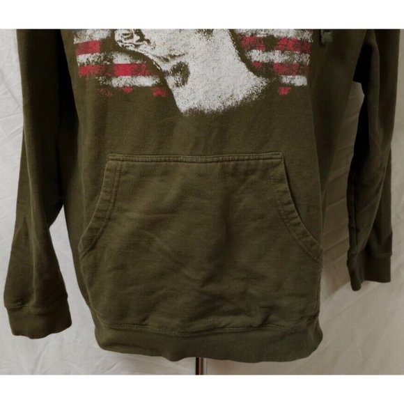 Rugged Legacy Mens Large Olive Green American Flag Buck Deer Heavyweight Hoodie - Picture 4 of 12